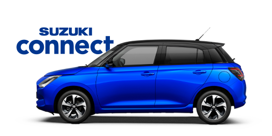 Von der Seite fotografierter Suzuki Swift 24 Hybrid in Blue.