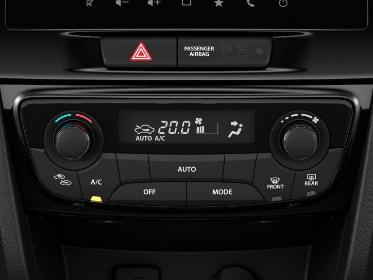 vitara-klimaautomatik.jpg Klimaautomatik mit Pollenfilter im Suzuki Vitara Hybrid.